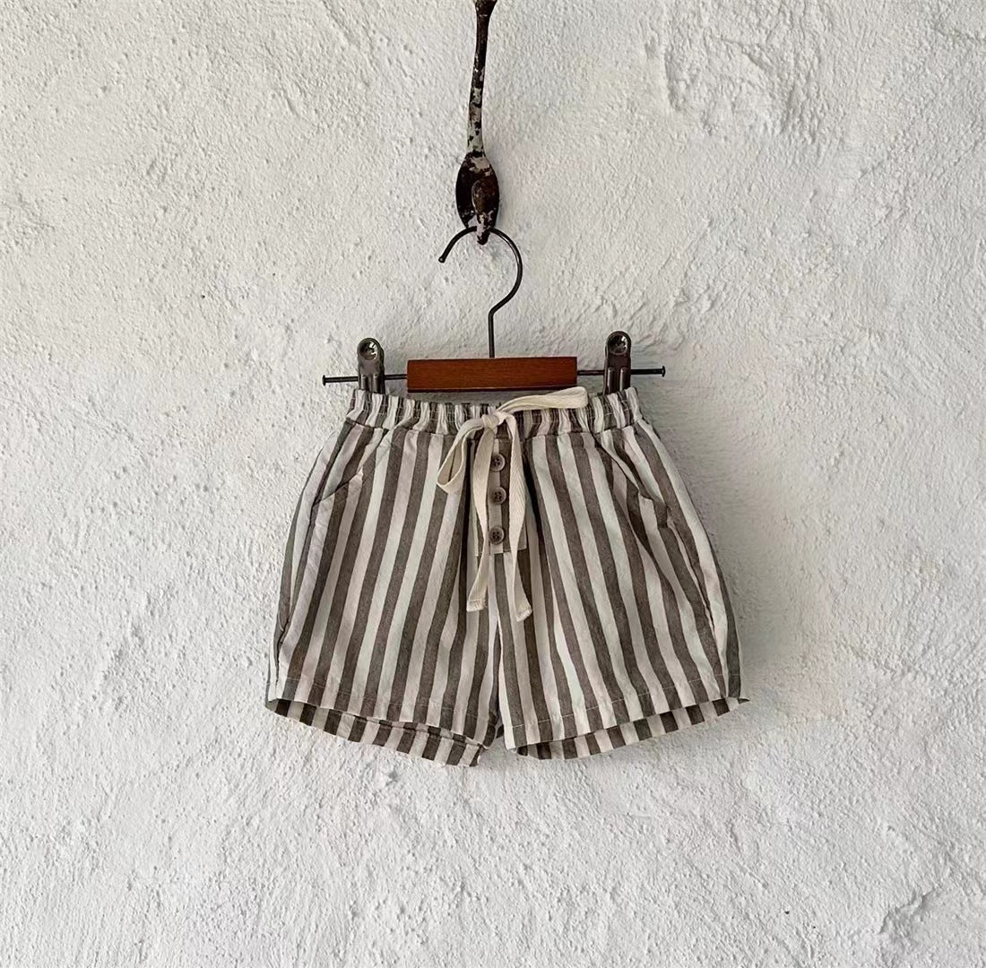 Refined Cotton Vertical Stripe Shorts