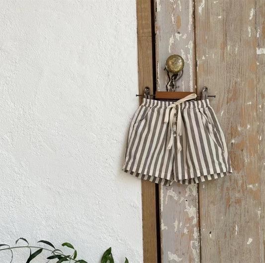 Refined Cotton Vertical Stripe Shorts