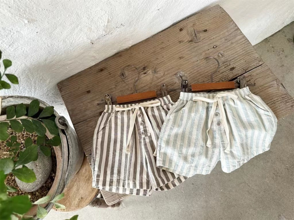Refined Cotton Vertical Stripe Shorts
