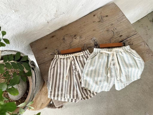Refined Cotton Vertical Stripe Shorts