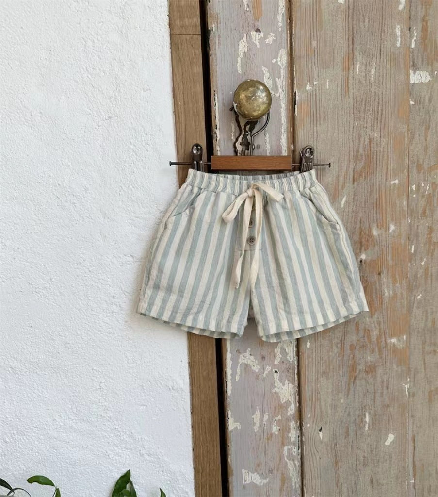 Refined Cotton Vertical Stripe Shorts